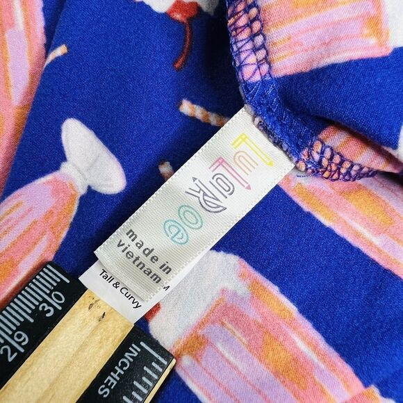 LulaRoe Leggings Tall & Curvy Ice Cream Milchshake Colorful Pink Blue Red 0702 - Picture 4 of 5